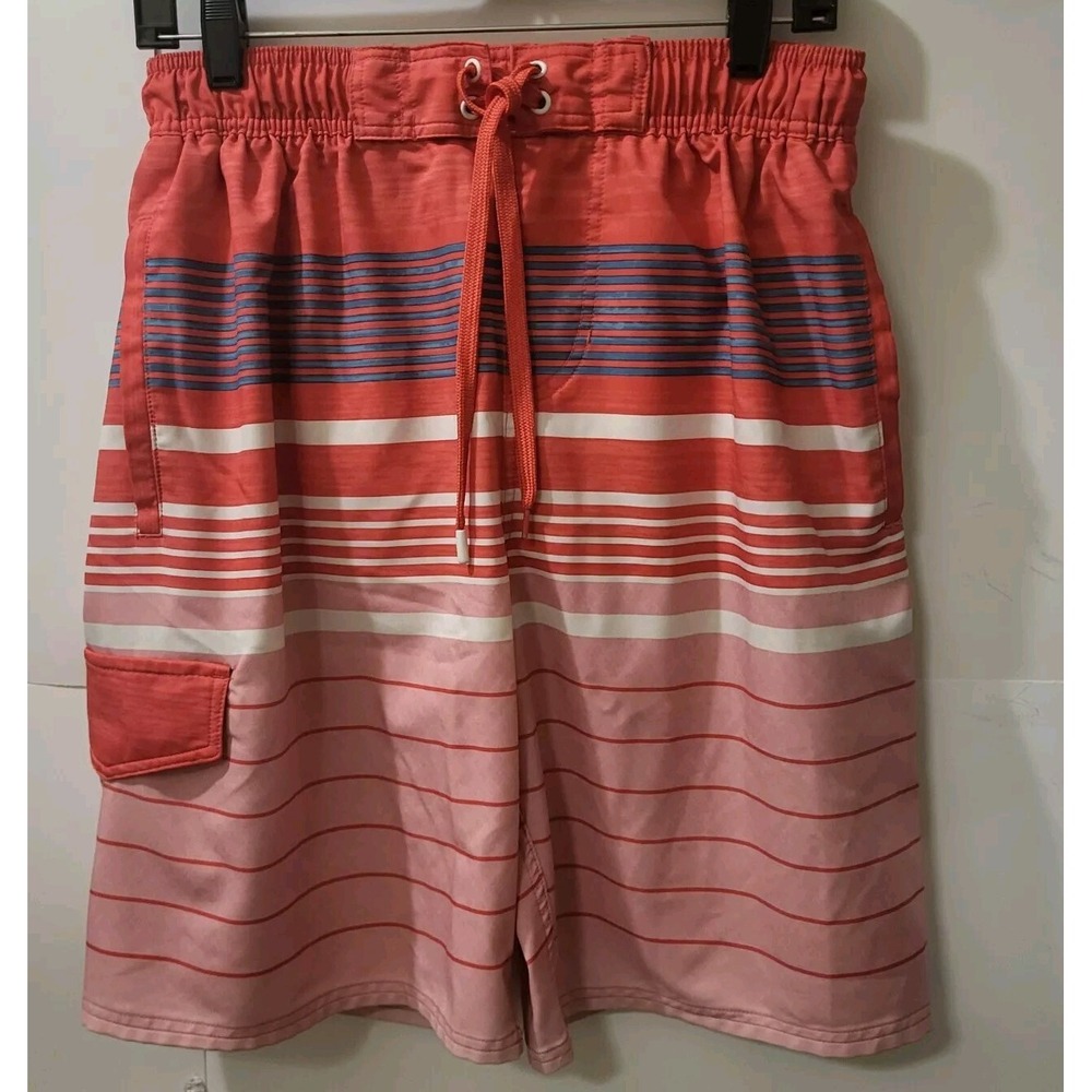 Men's US APPAREL, Swimming Shorts With Lining Orange/White/‎ Blue  Size Large